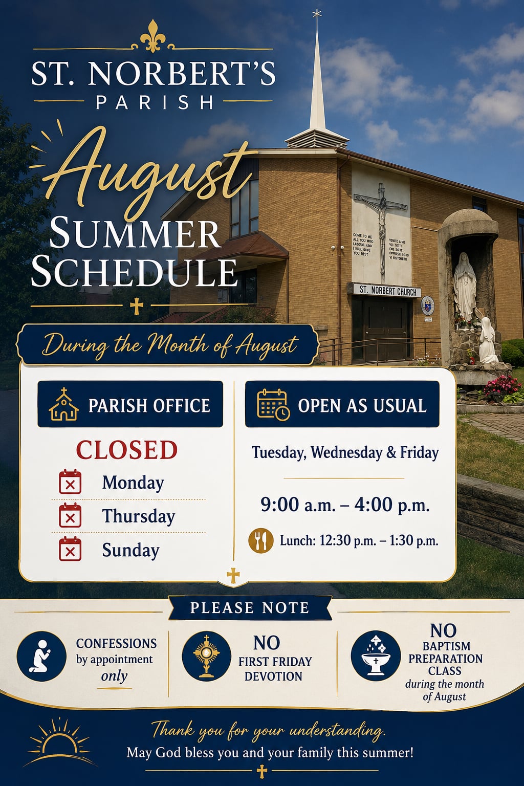 st norbert aug 2026 updated schedule